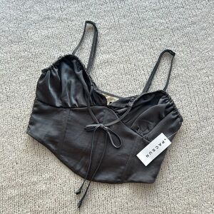 L.A. Hearts by PacSun Gray Cropped Tie Front Corset Top 👽